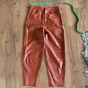 Zara 100% sheep leather barrel pants